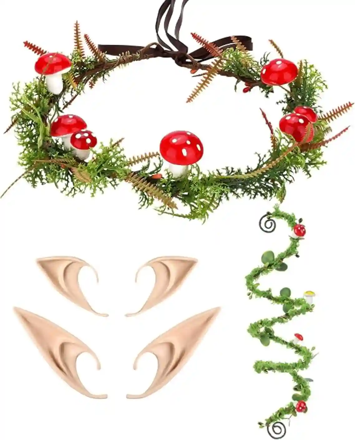 MOSTORY Woodland Mushroom Renaissance Set for Women Cosplay Renfaire Accessory Kit