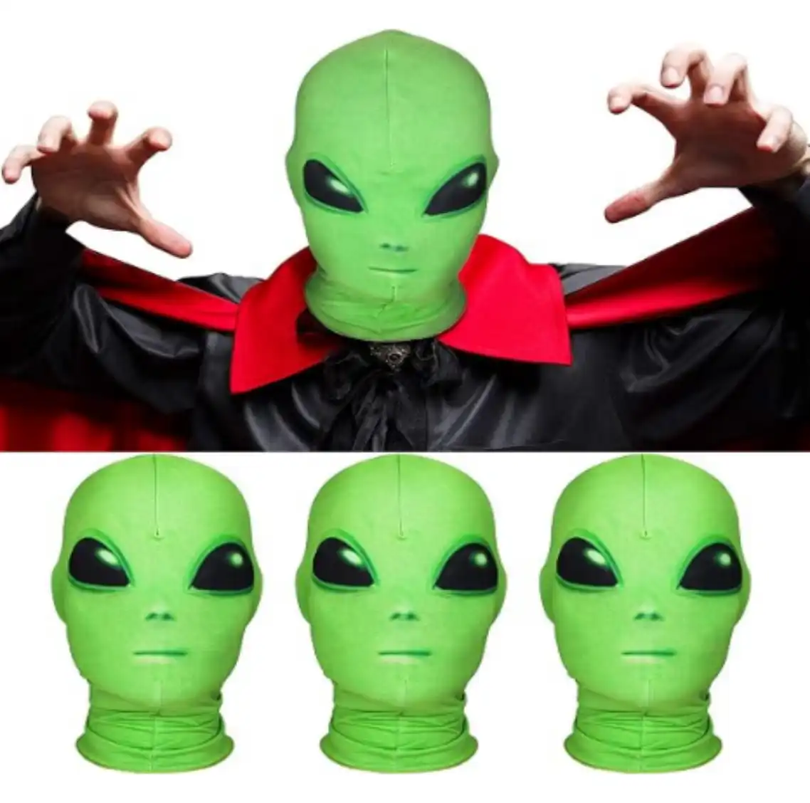 Syhood 3 Pcs Halloween Alien Mask for Adults Spandex Alien Skull Balaclava