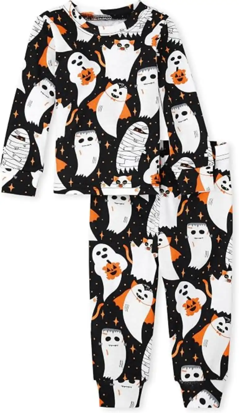 The Children's Place Baby and Kids' Sibling Matching Halloween Glow Ghost Cotton Pajama Set