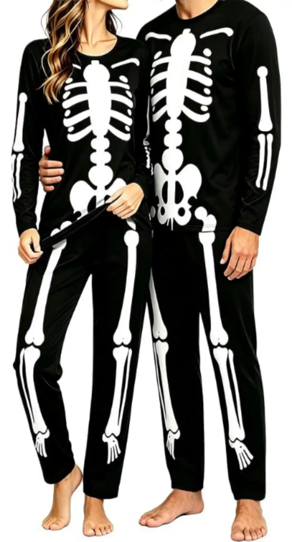 Couples Matching Halloween Pajamas Soft Breathable Two Piece Long Sleeve Lounge Set
