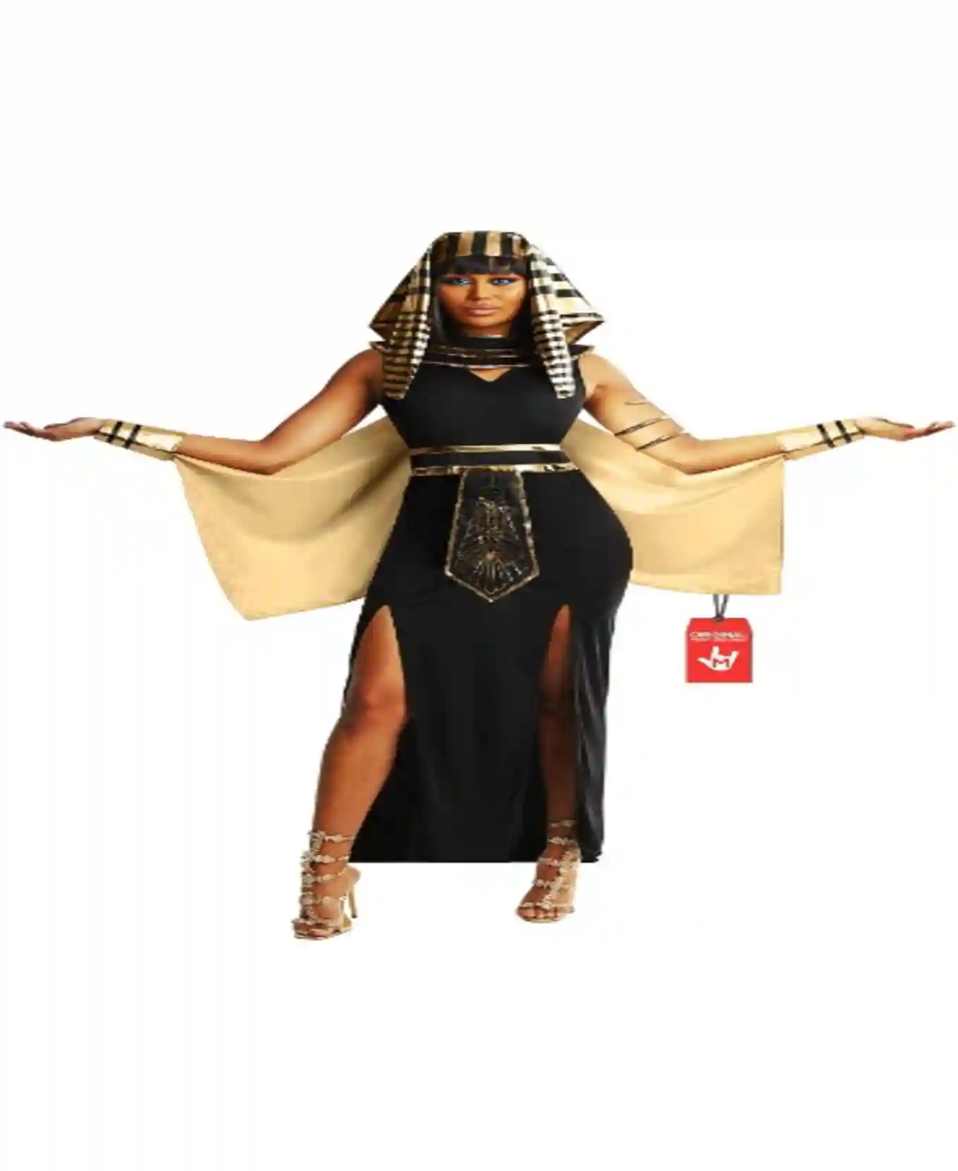 Morph Egyptian Cleopatra Costume Women Elegant Black Dress with Gold Detailing