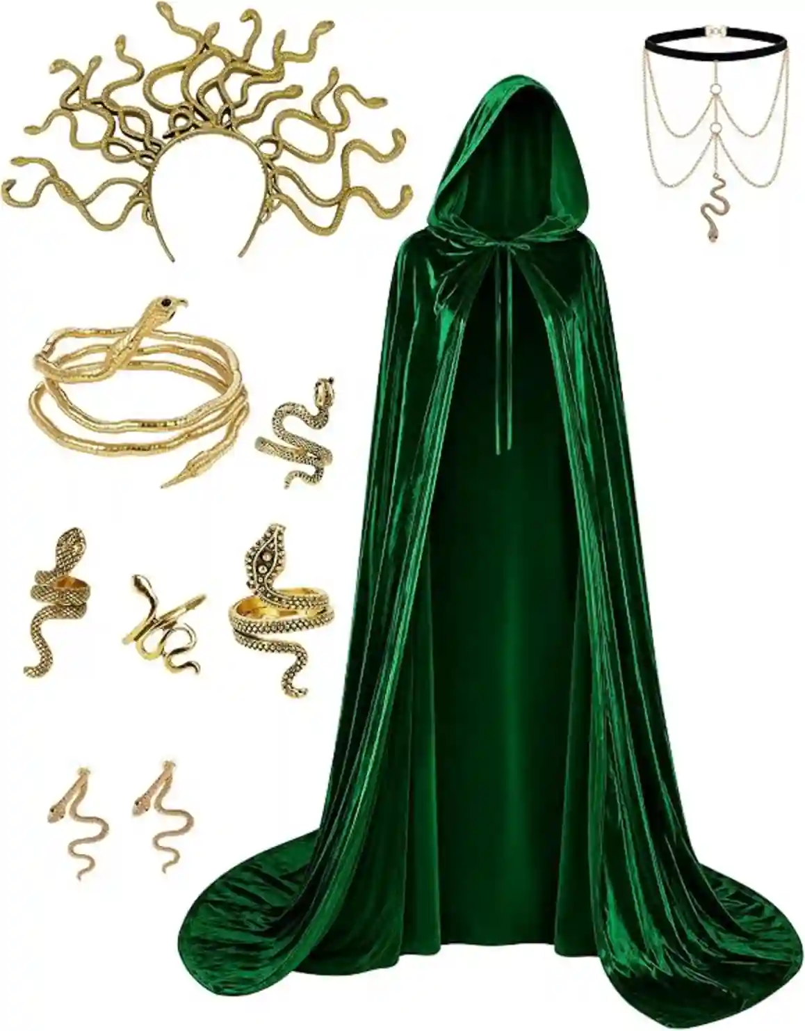 9 PCS Medusa Costume Women Goddess Halloween Costume Accessories Set
