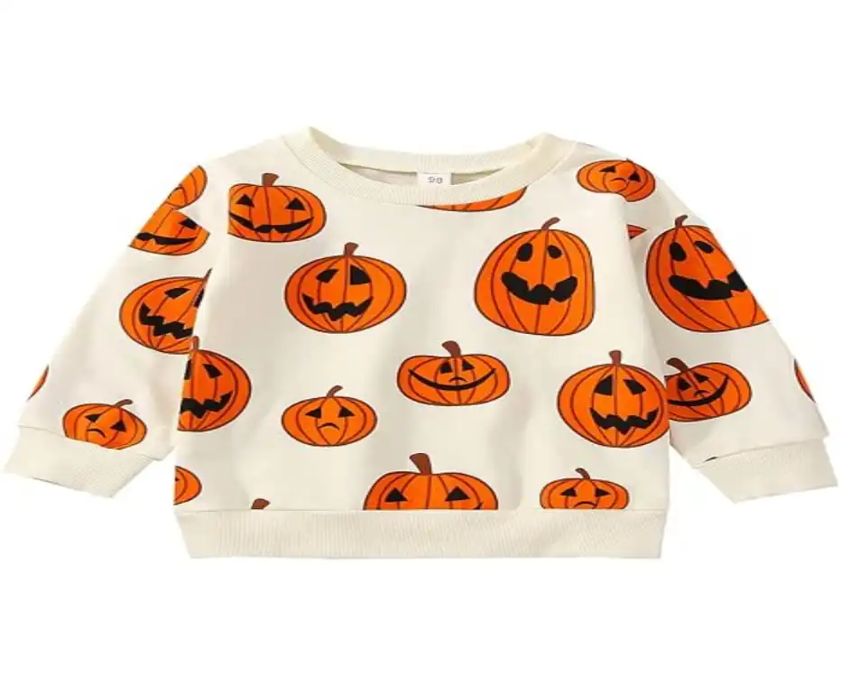 Ayalinggo Toddler Infant Baby Girl Boy Halloween Outfit Pumpkin Sweatshirt Oversized Onesie Bubble Romper Sweater Clothes