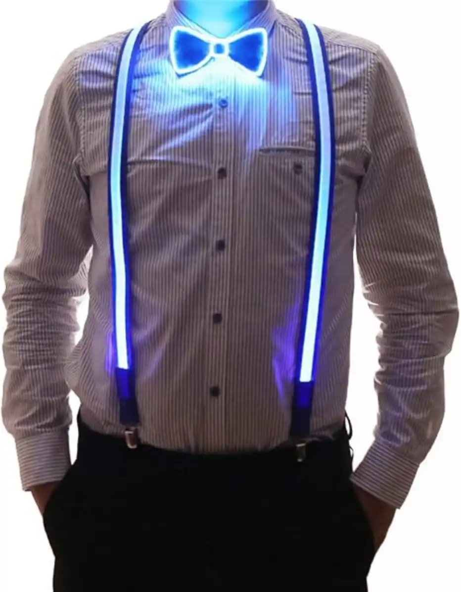 Brejkdo Light Up Men's LED Suspenders and Bow Tie Set