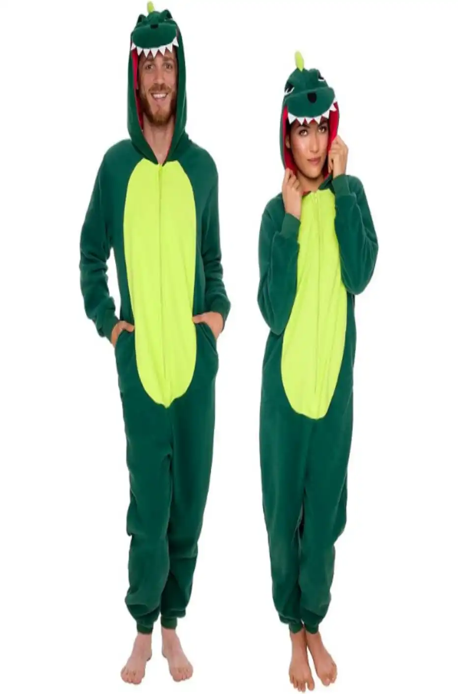 Funziez! Slim Fit Adult Animal Onesie Green Dinosaur Costume