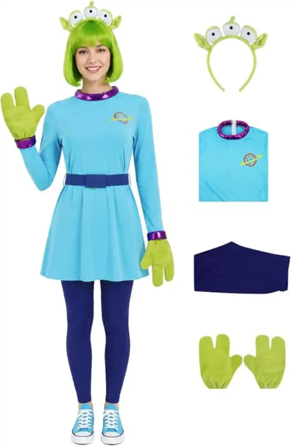 PAINEOMN Alien Costume Dress Women Three Eyed Alien Monster Cosplay Suit