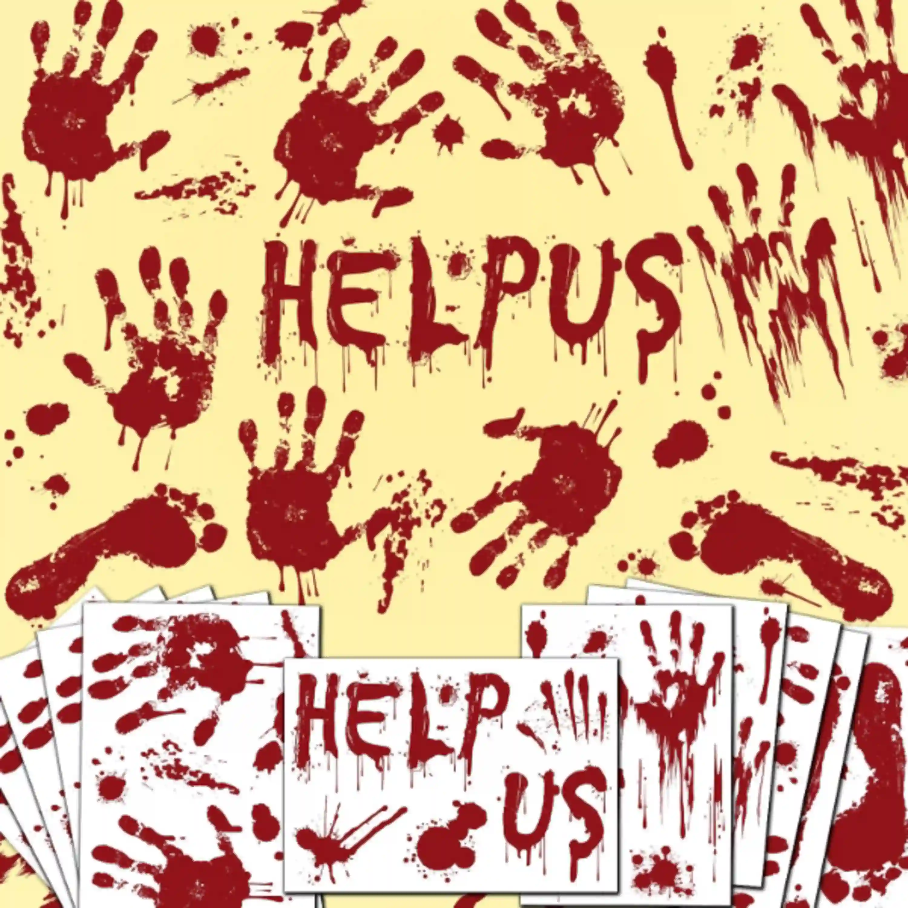 BlissfulTie 12 Sheets Halloween Bloody Handprint and Footprints Window Clings