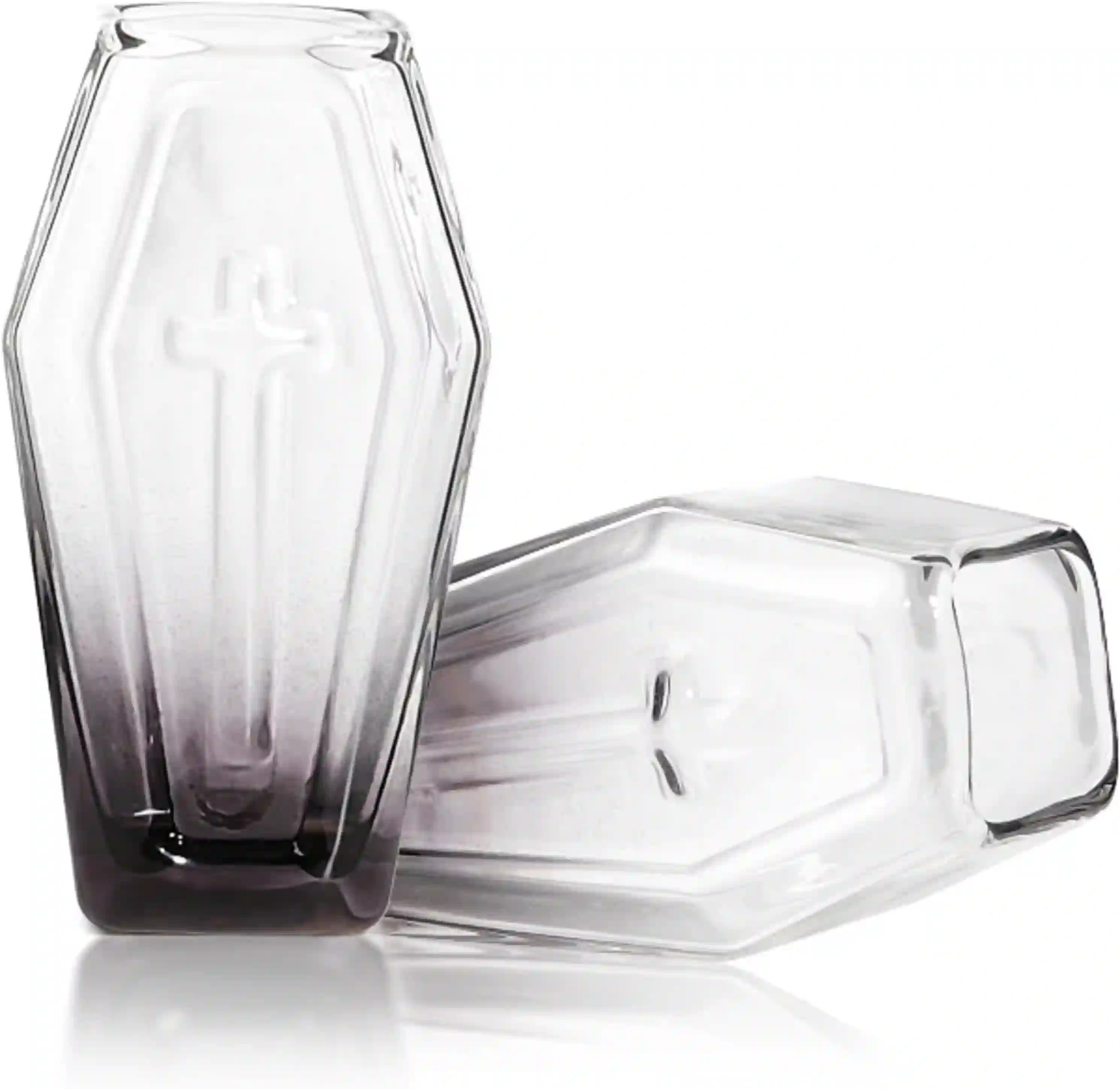 Hobrad 2PCS Coffin Shot Glasses Halloween Drinking Glass Set