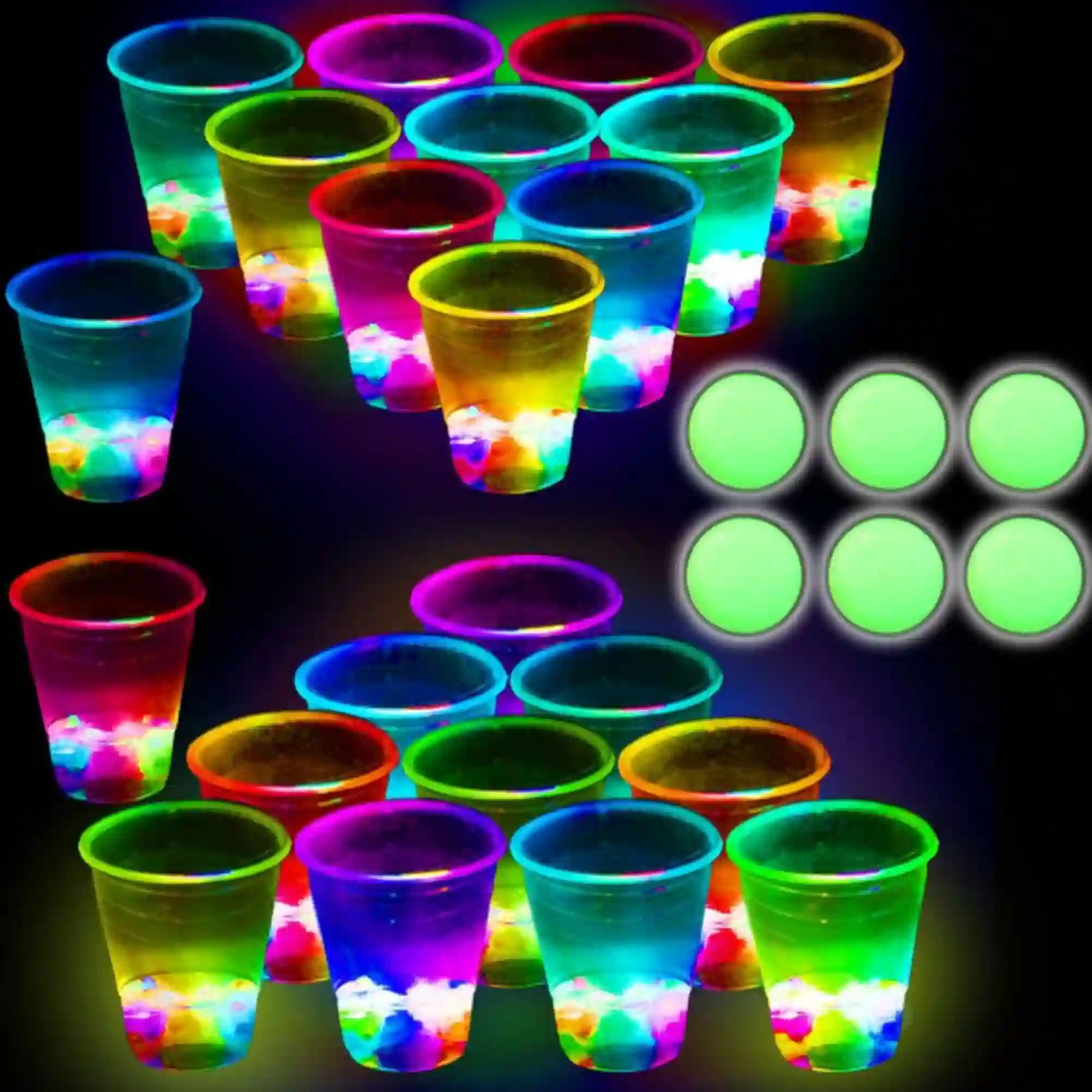 Noveltymeme Glowing Party Beer Pong Game Set with Flashing LED Lights