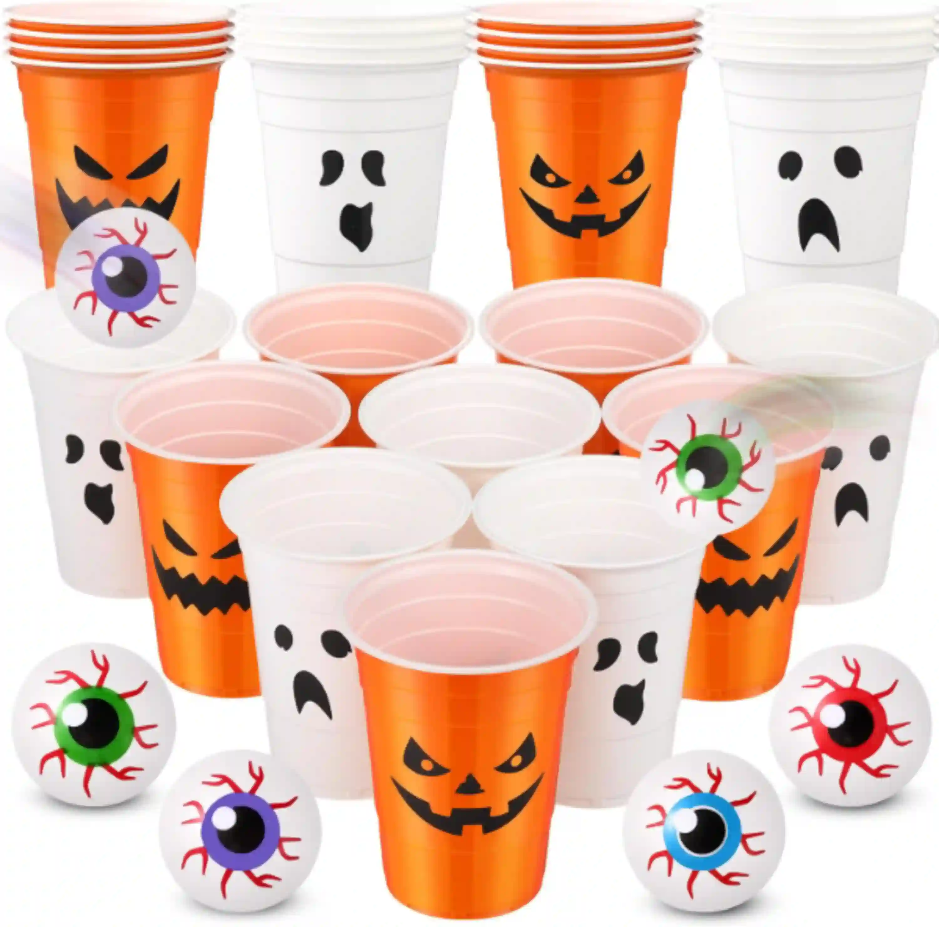 Product Name: Seenelling 30 Pcs Halloween Party Supplies 22 Beer Cups and 8 Fake Eyeballs