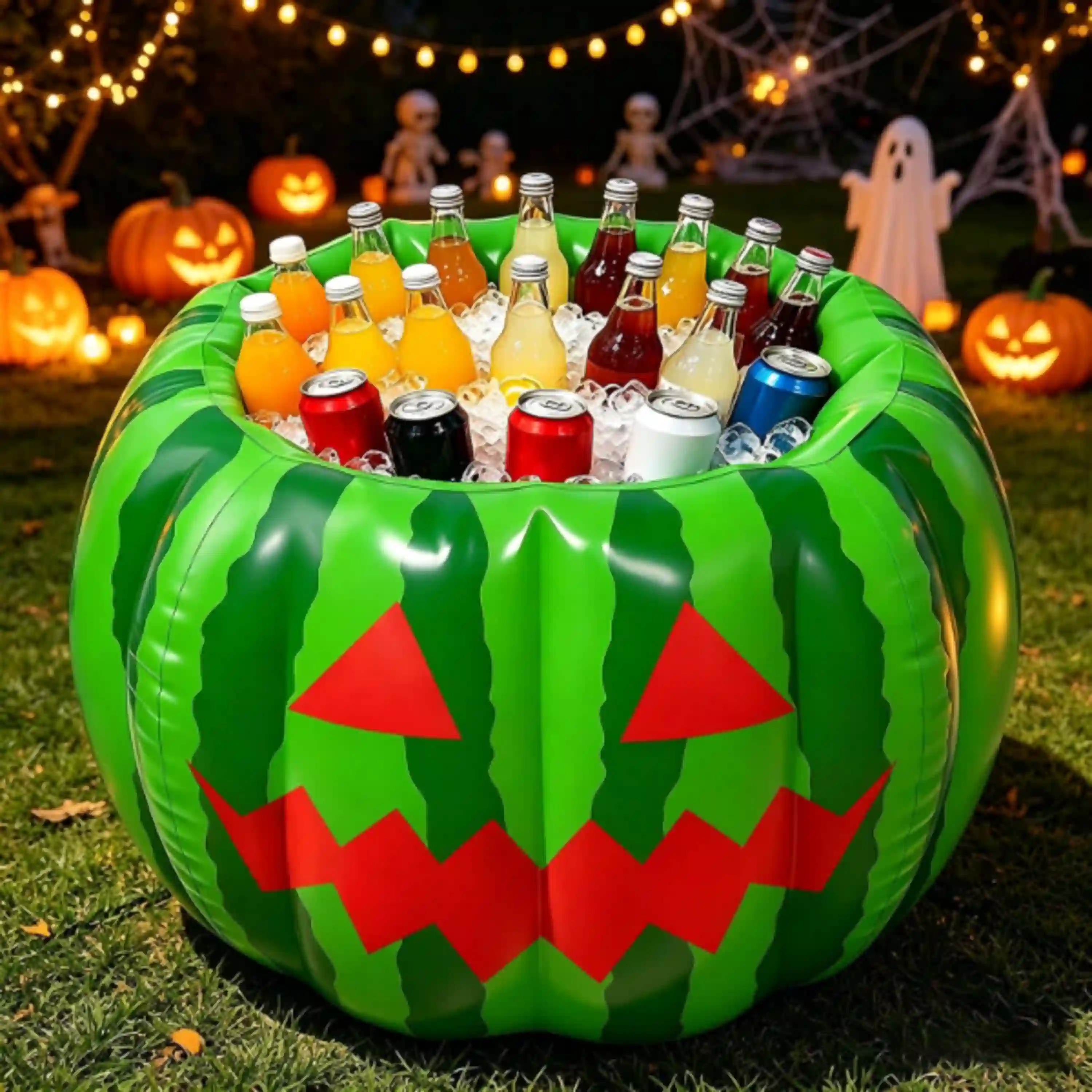 Cosweet Halloween Watermelon Inflatable Ice Bucket Cooler for Party Drinks