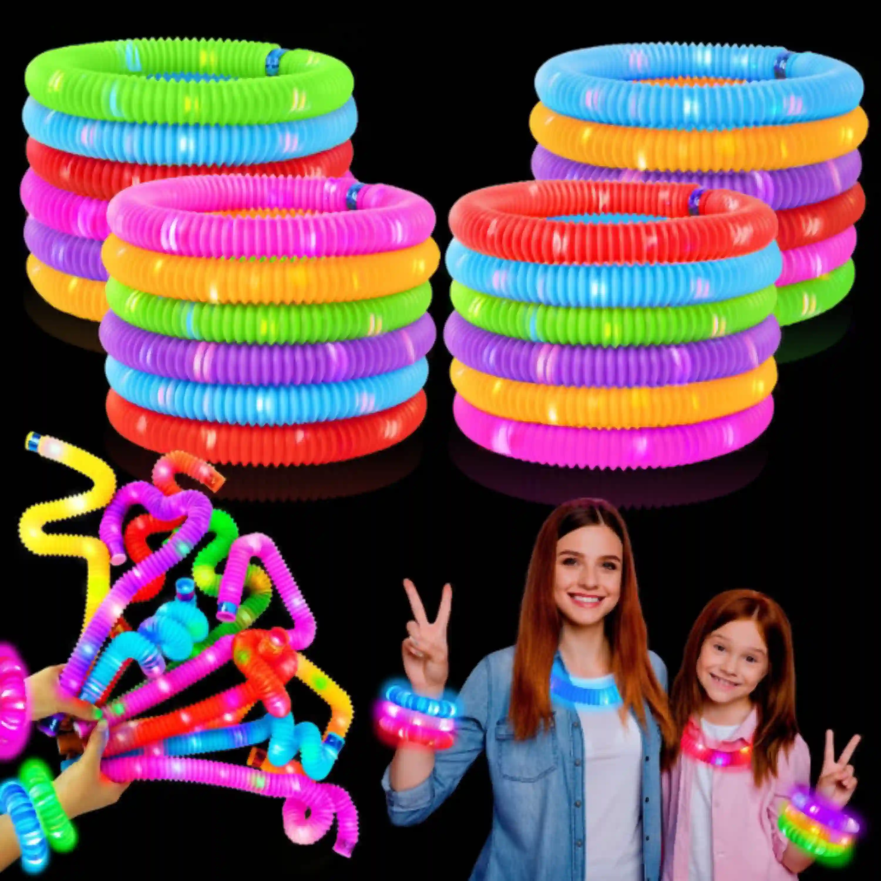 Wondrus Light Up Pop Tubes Glow Sticks Party Favors for Kids and Toddlers
