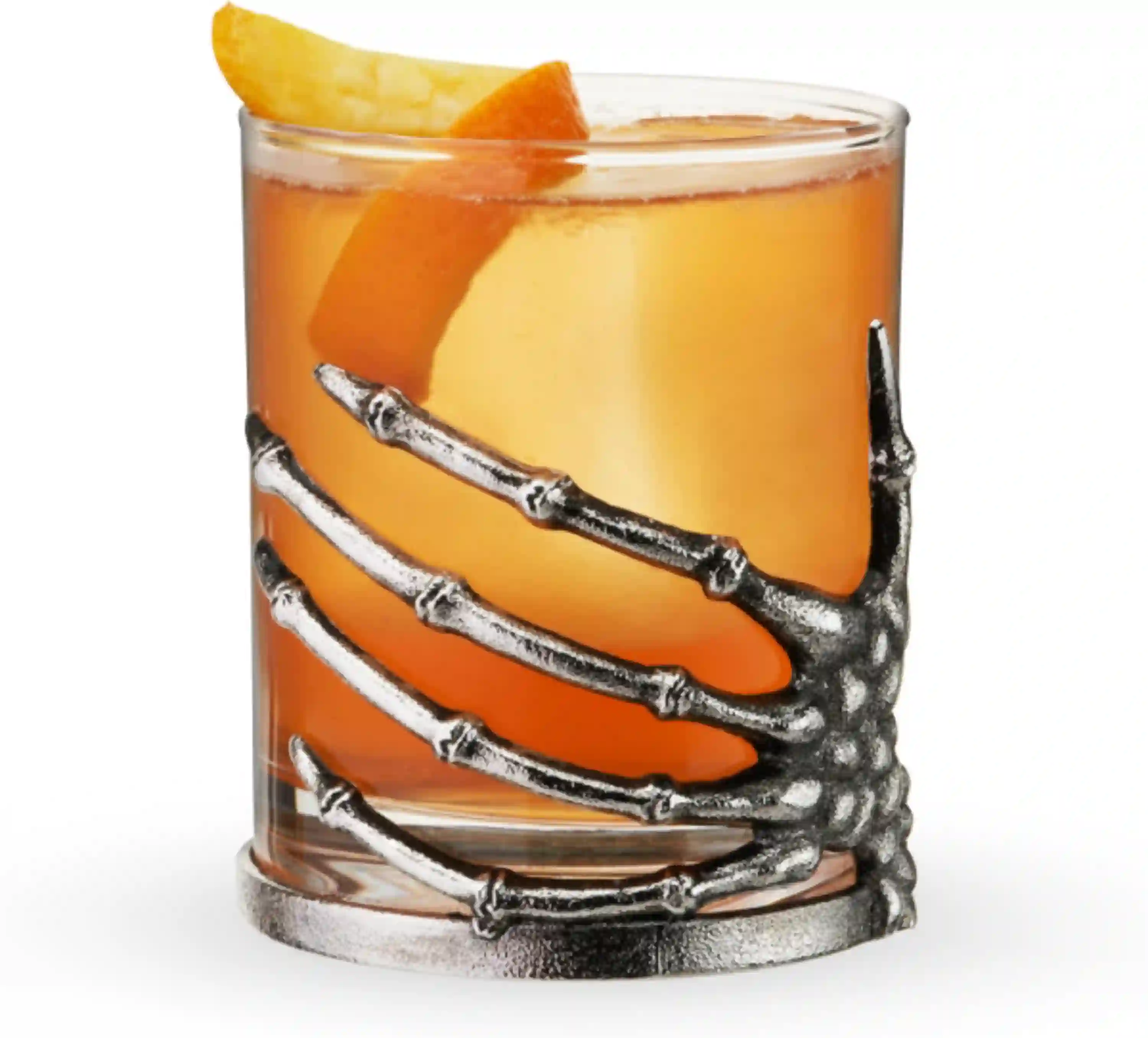 Twine Skeleton Hand Cocktail Tumbler Gothic Whiskey Glass with Metal Skeleton Wrap