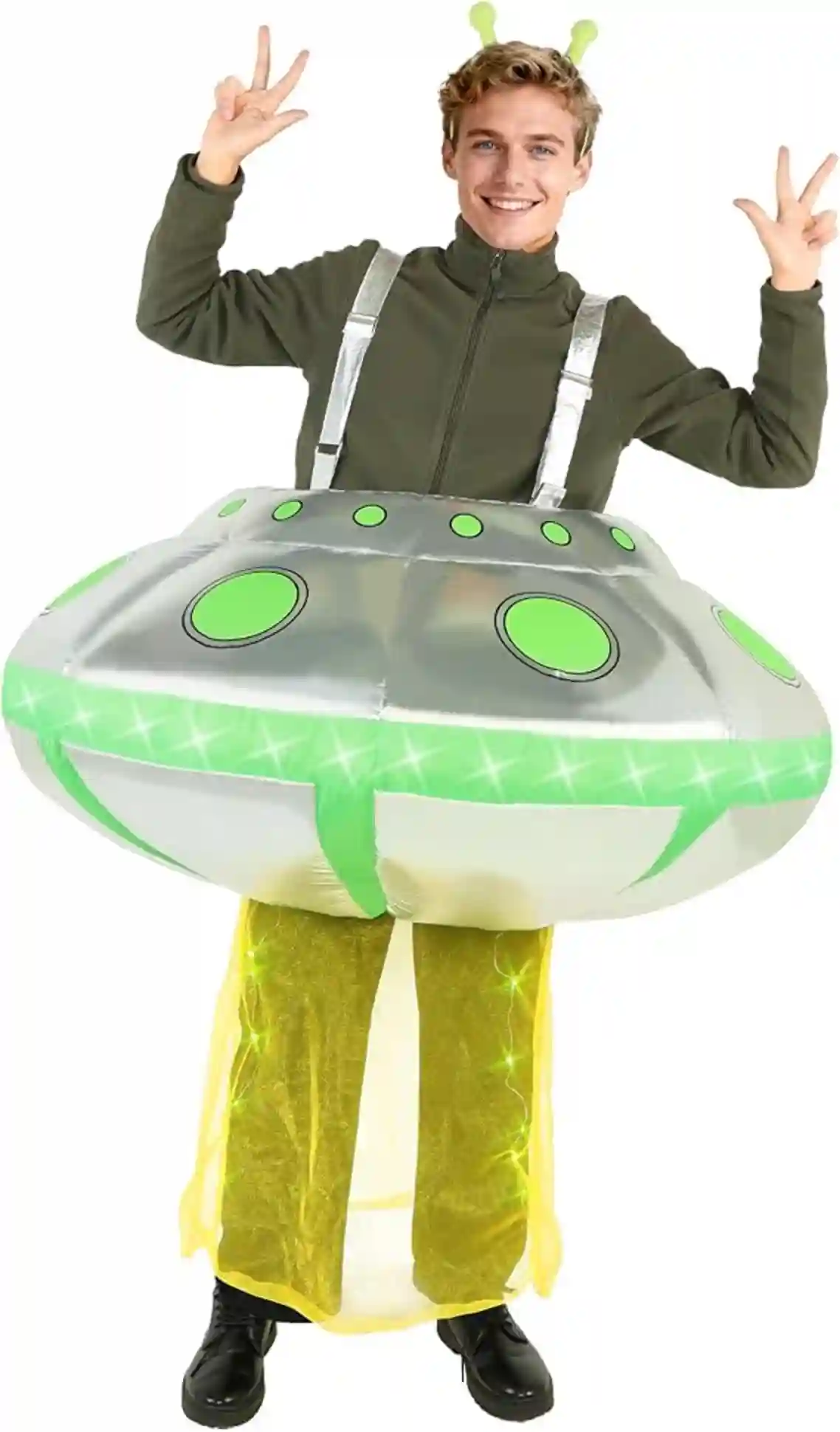Spaceship Halloween Inflatable Costume Adult Blow Up Suit With LED Lights
