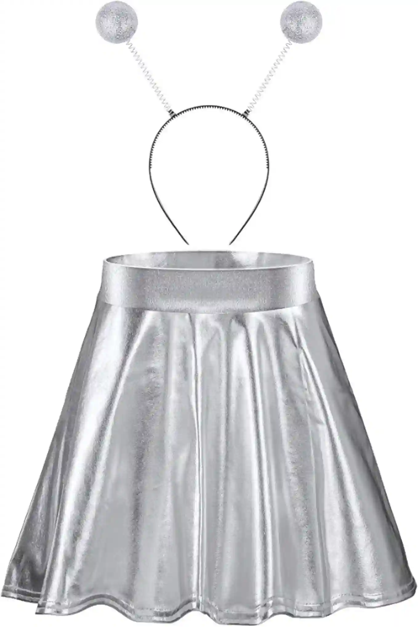 Sintege 2 PC Halloween Alien Headband Metallic Skirt Costume Set