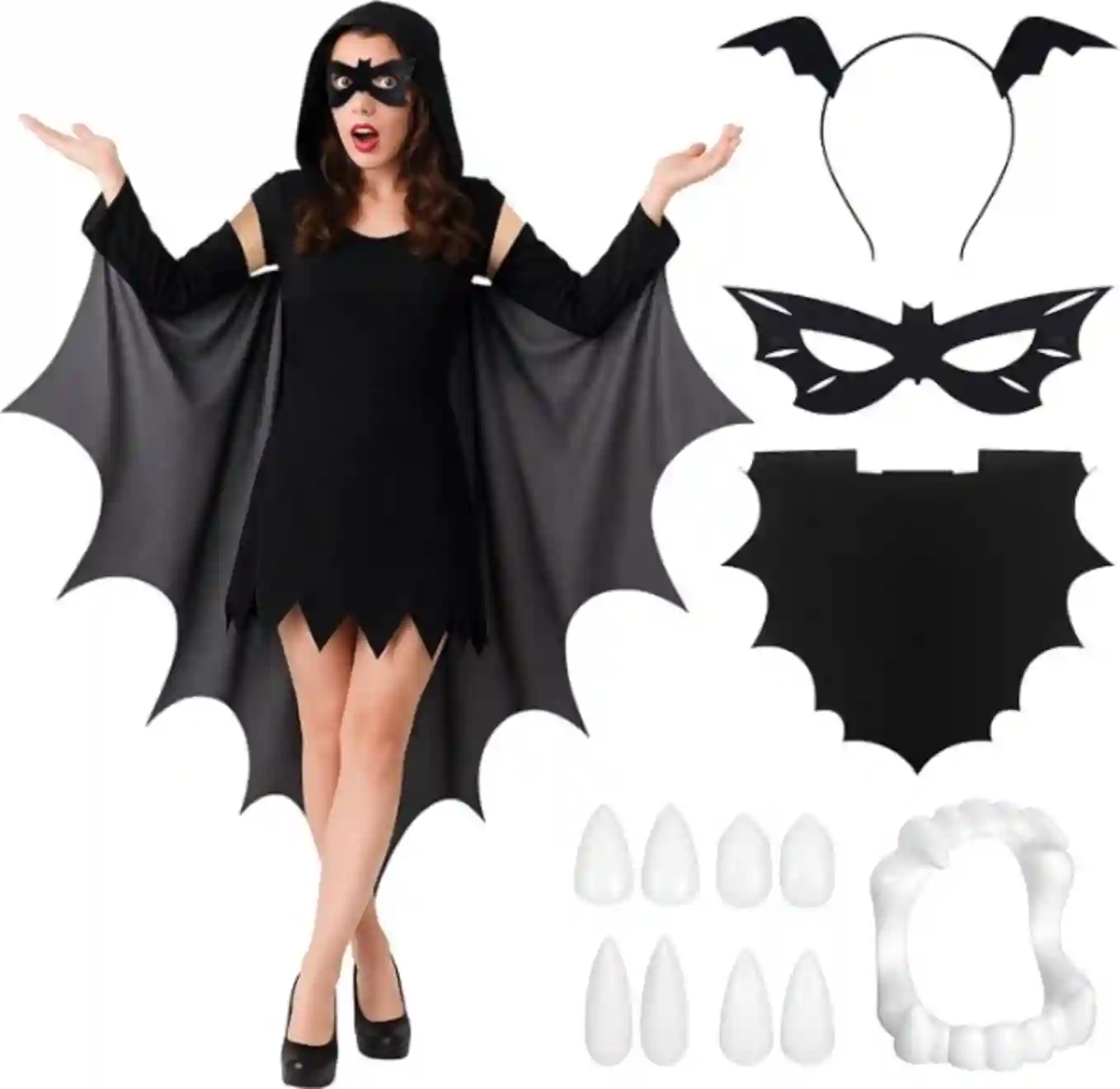 Skicuff Adult Vampire Bat Wings Cloak Costume Set