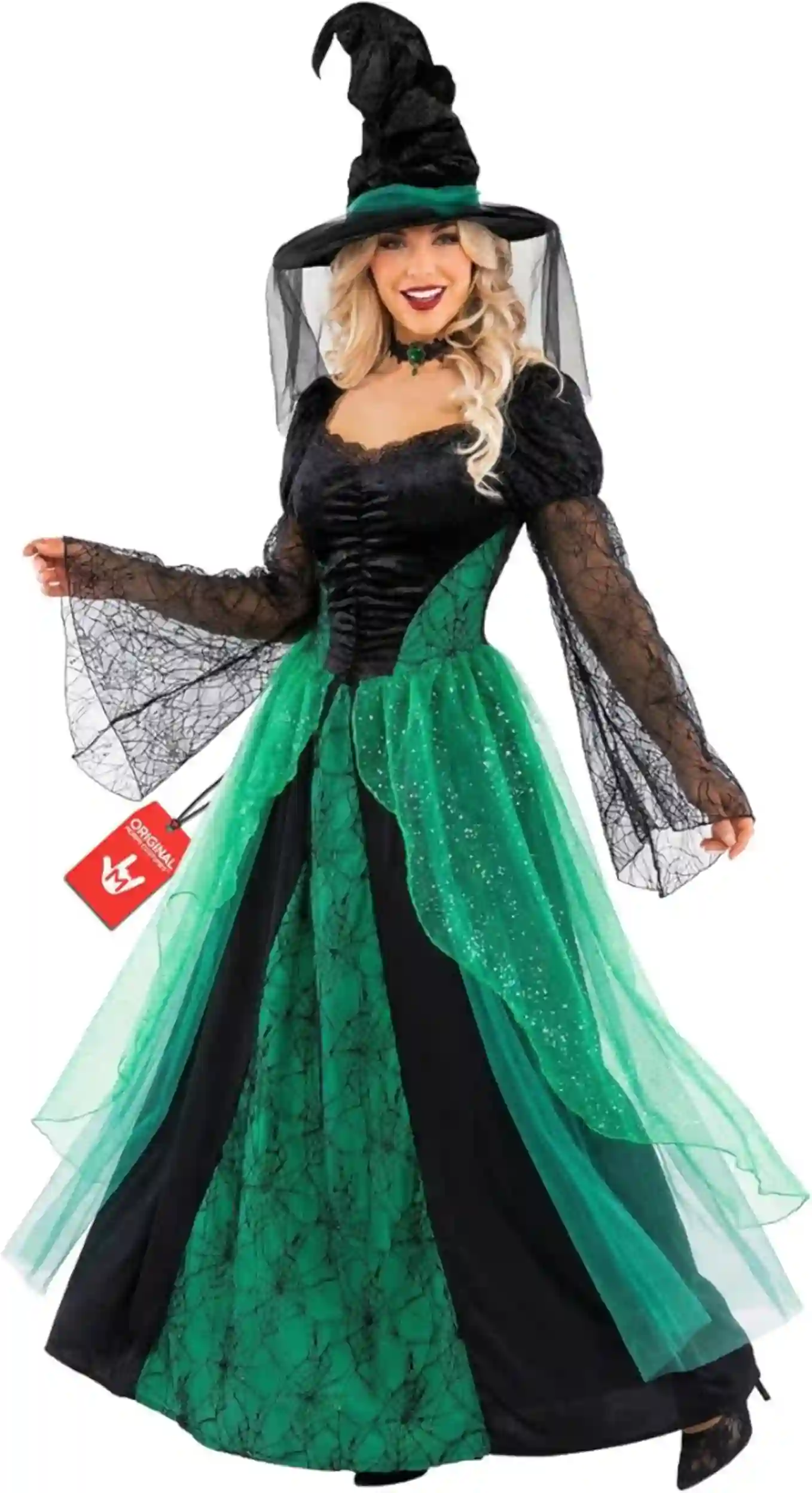 Morph Witch Costume Women Green Sparkly Dress And Hat