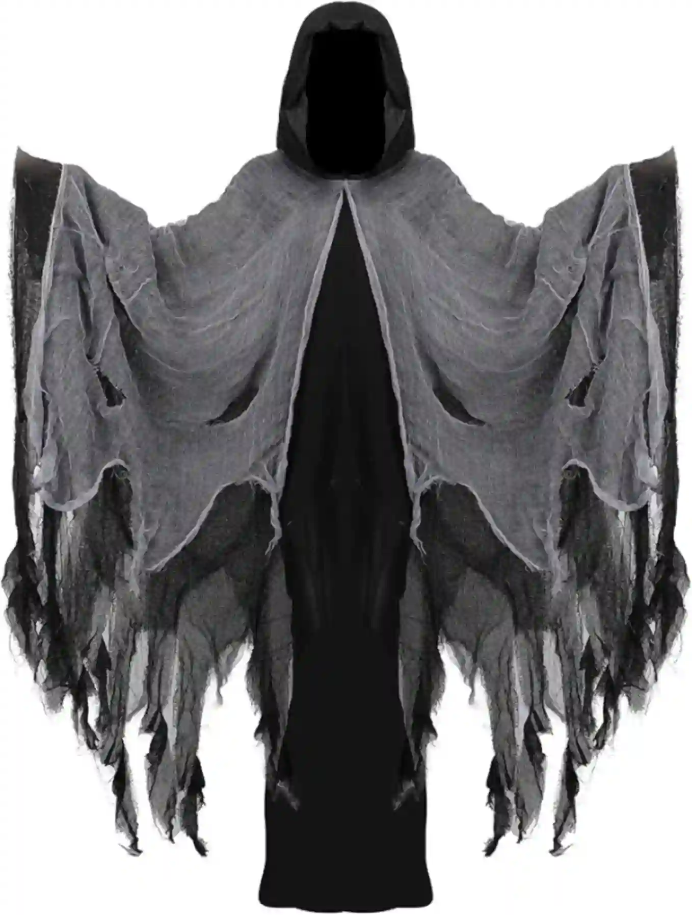 Halloween Hooded Cloak Scary Ghost Tattered Robe Medieval Wizard Death Cape