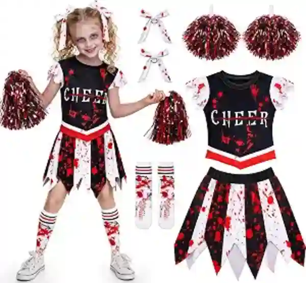 DISHIO Girls Halloween Costume Zombie Cheerleader Outfit