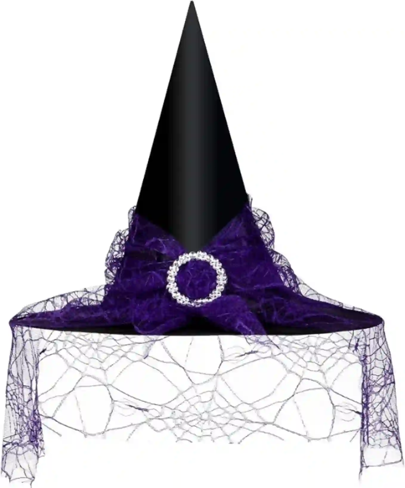 Edoneery Halloween Witch Hat for Women Mesh Lace Cosplay Accessory
