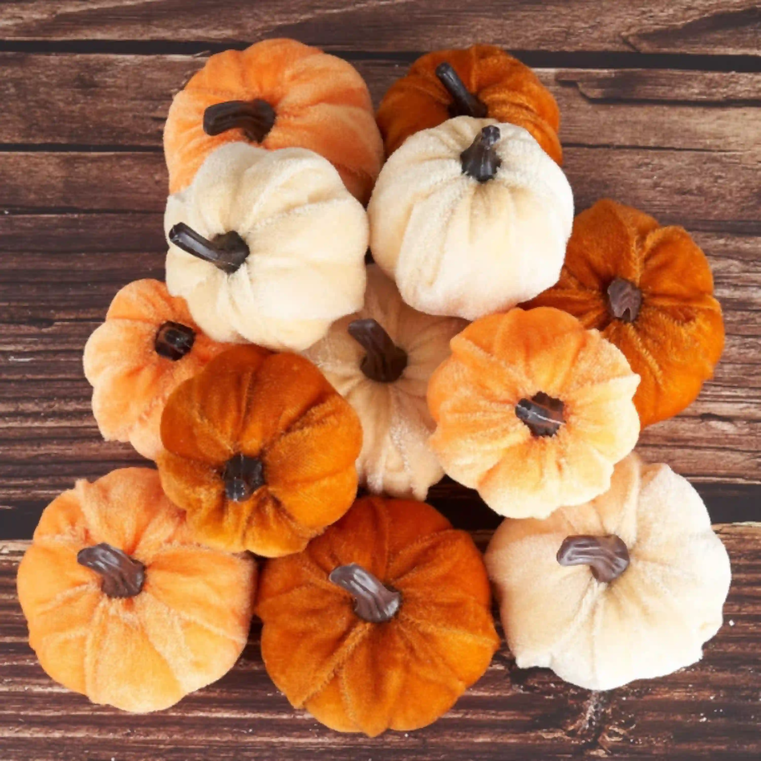 Diahom Pumpkin Decor 12pcs Artificial Velvet Fall Thanksgiving Decoration Set