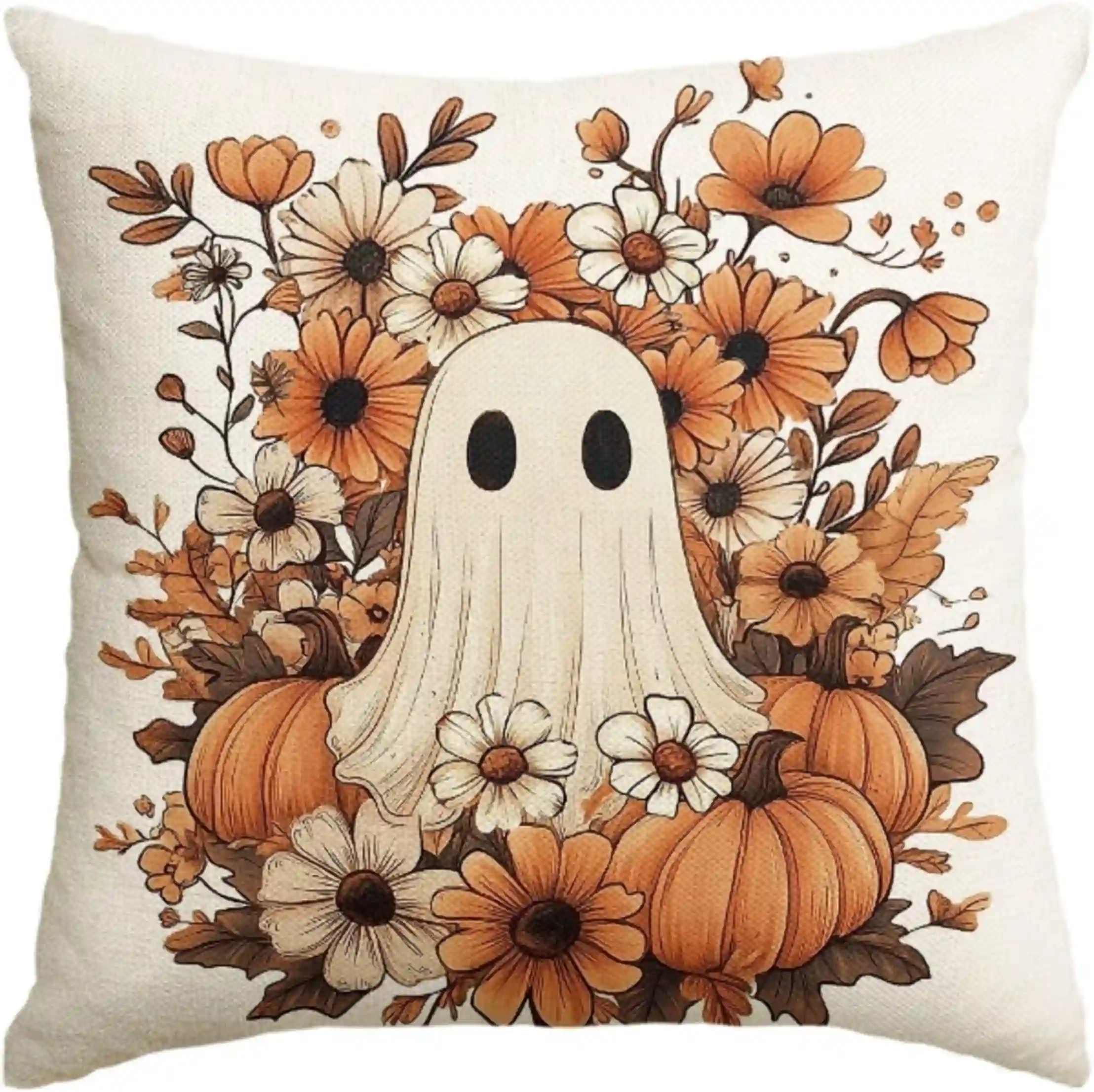 AVOIN colorlife Halloween Ghost Pumpkin Throw Pillow Cover 18x18 Inch