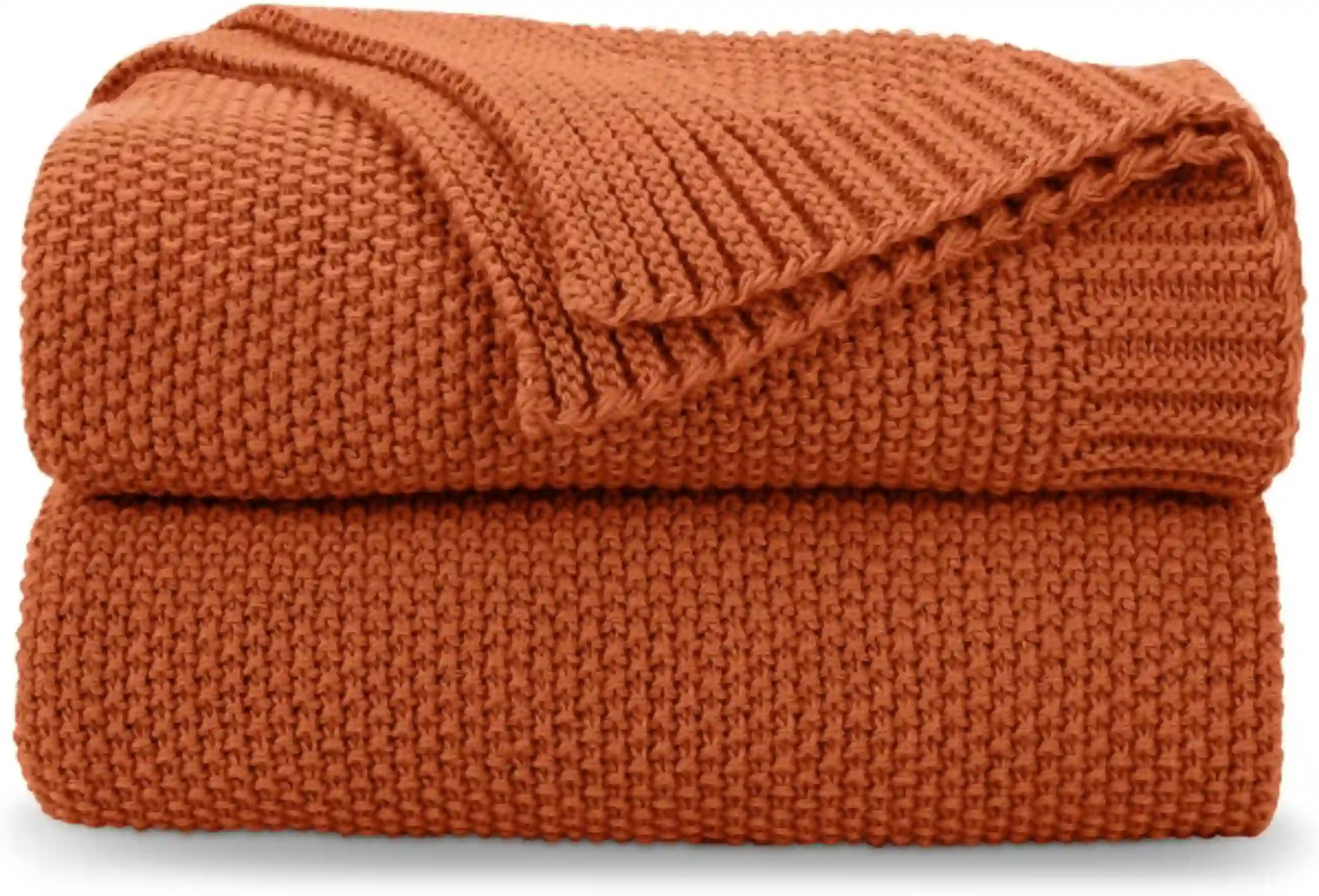 CozeCube Burnt Orange Seed Stitch Throw Blanket 60x80 Inch Farmhouse Decor