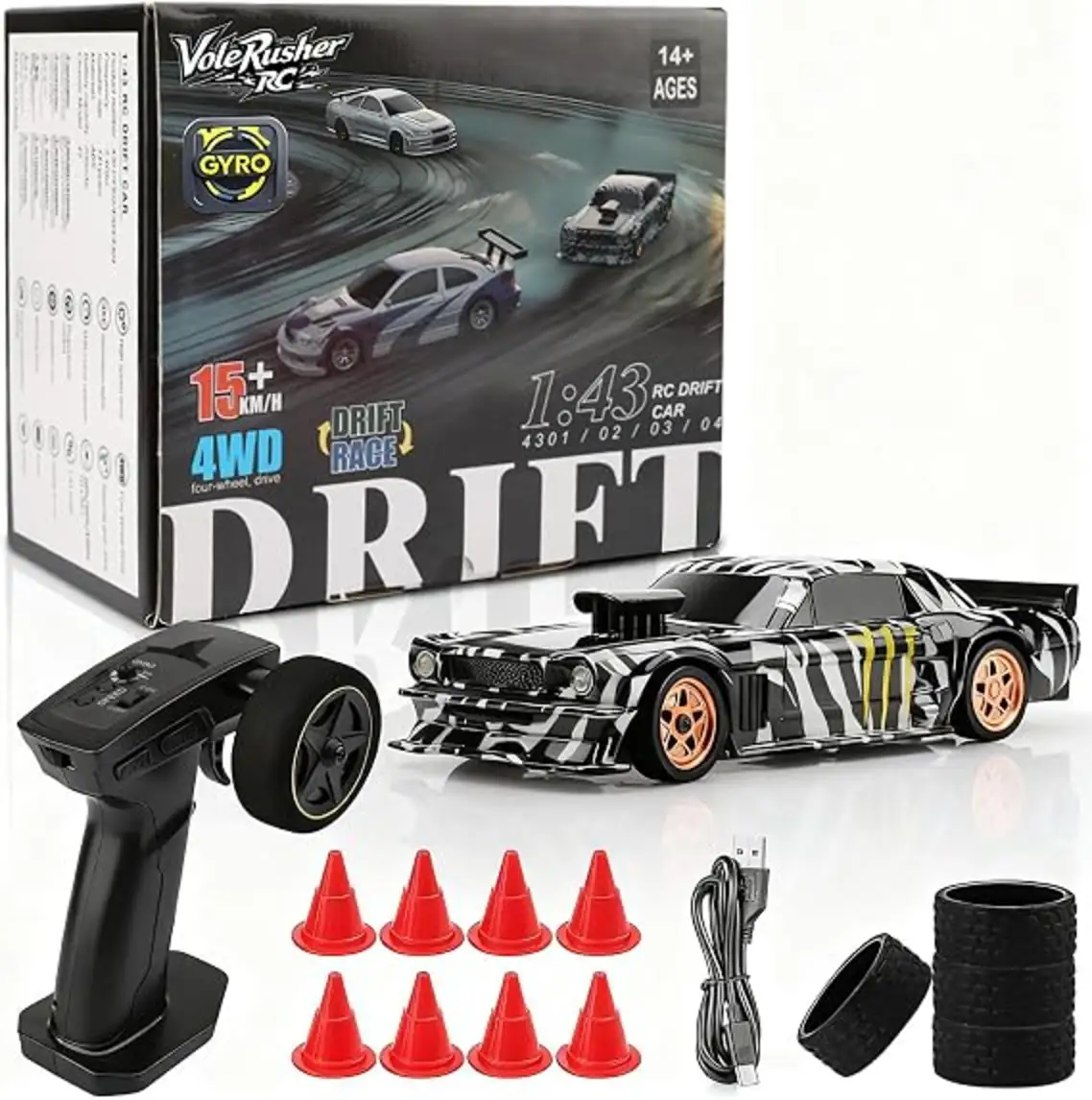 [2026 Upgrade 1/43 Mini RC Drift Car with Gyroscope, 4WD RTR