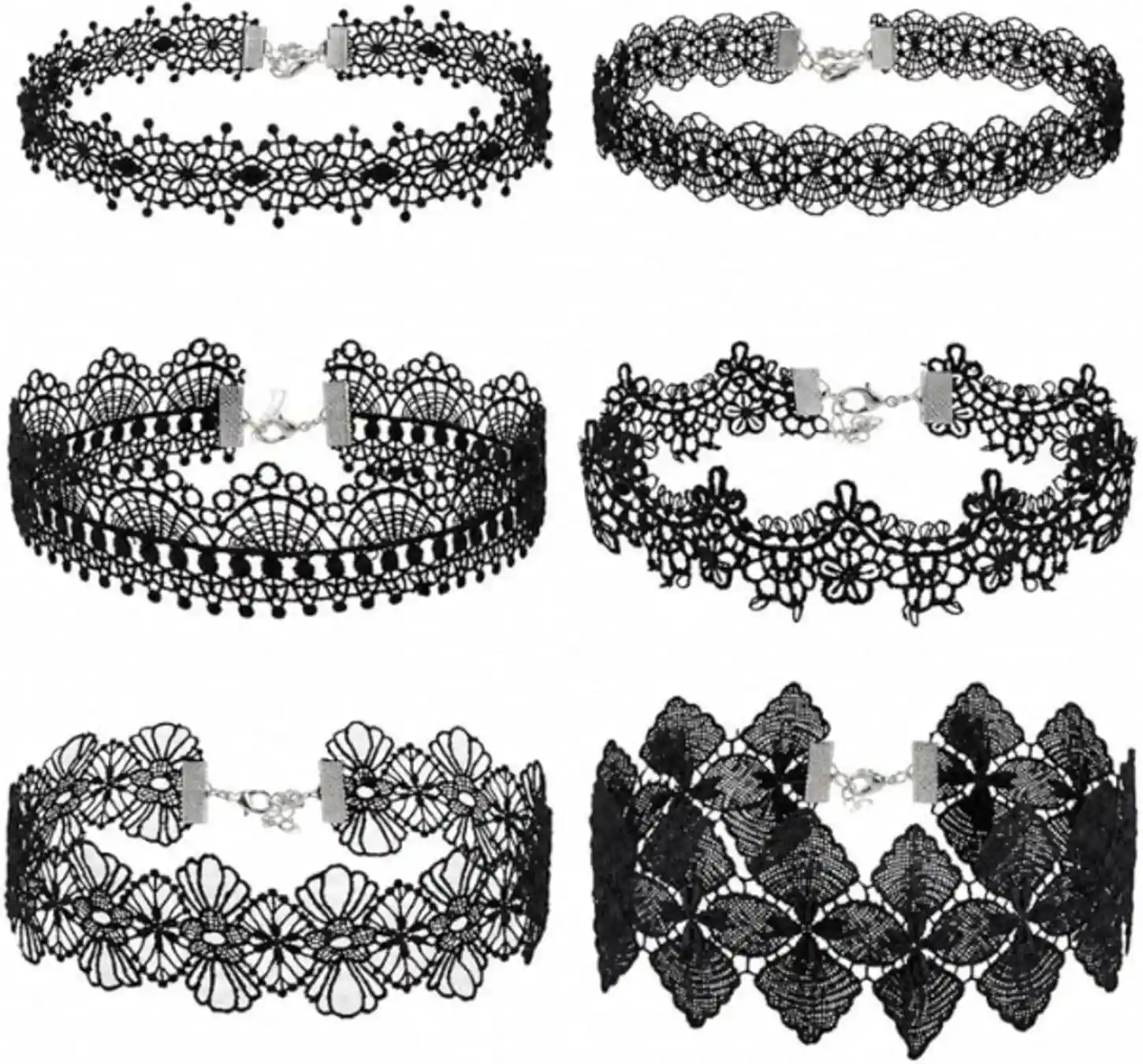 Mudder 6 Pcs Black Lace Choker Necklace Set for Women – Gothic Halloween & Cosplay Accessories