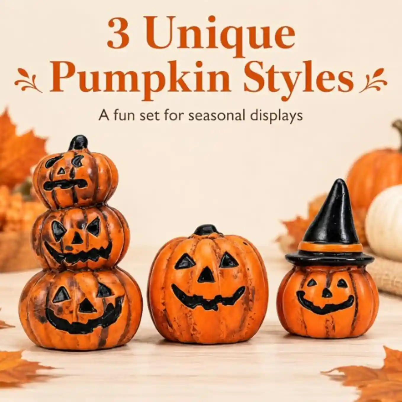 SENTOP Halloween Pumpkin Mini Decor Set – Black & Orange Festive Decor