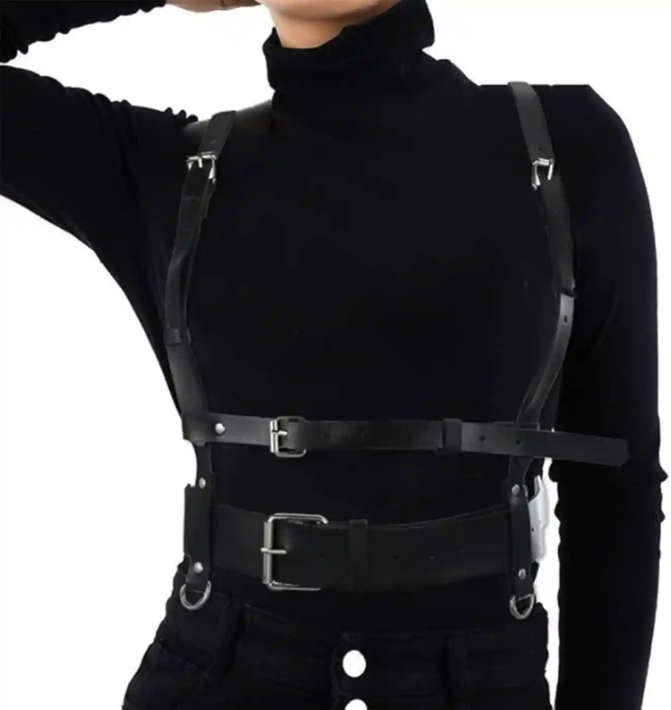 BODIY Punk Women Waist Belt PU Leather Body Chain Ring Belt – Adjustable Gothic Rave Accessory
