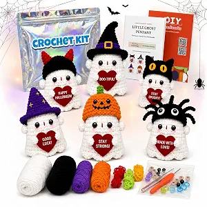 Yang Tuanjie Halloween Ghost Crochet Kit for Beginners – 6 Pack Set