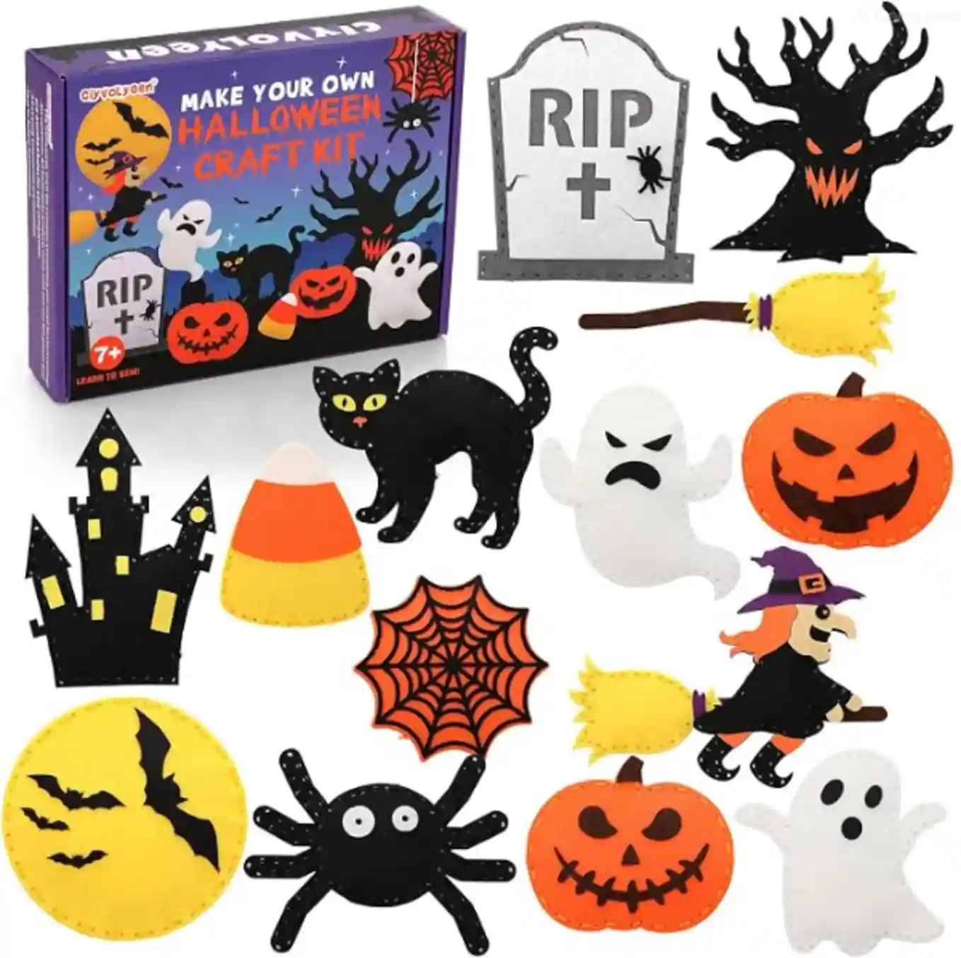 CiyvoLyeen Halloween Sewing Kit for Kids Ages 8-12 – Felt Sewing Craft 14Pcs