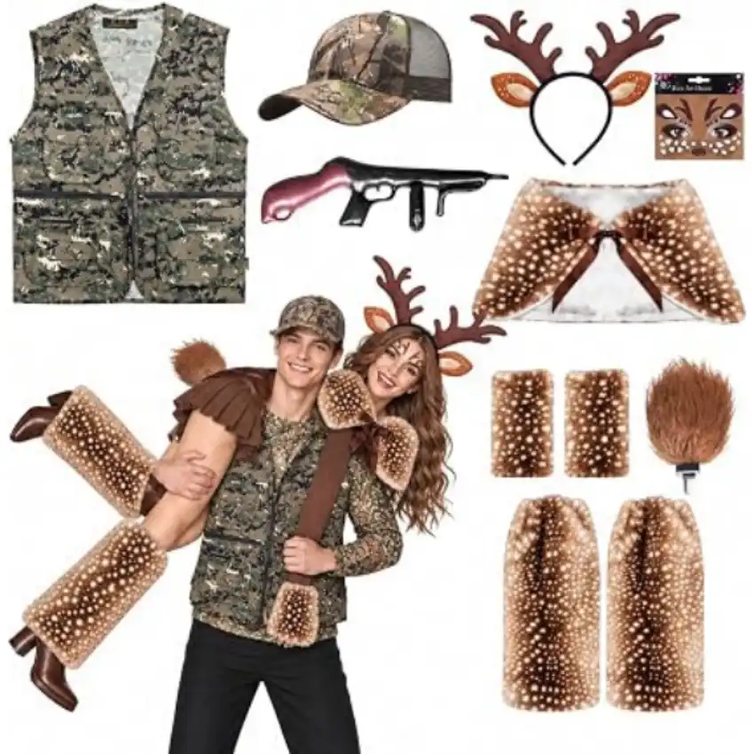 Yuminefeety Halloween Couple Hunter Deer Costume Accessories Set Cosplay Dress Up