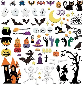 BEUNITONE Halloween Felt Board 73 Pcs Felt Pumpkins Crafts and Kits Witch Skull Party Favors