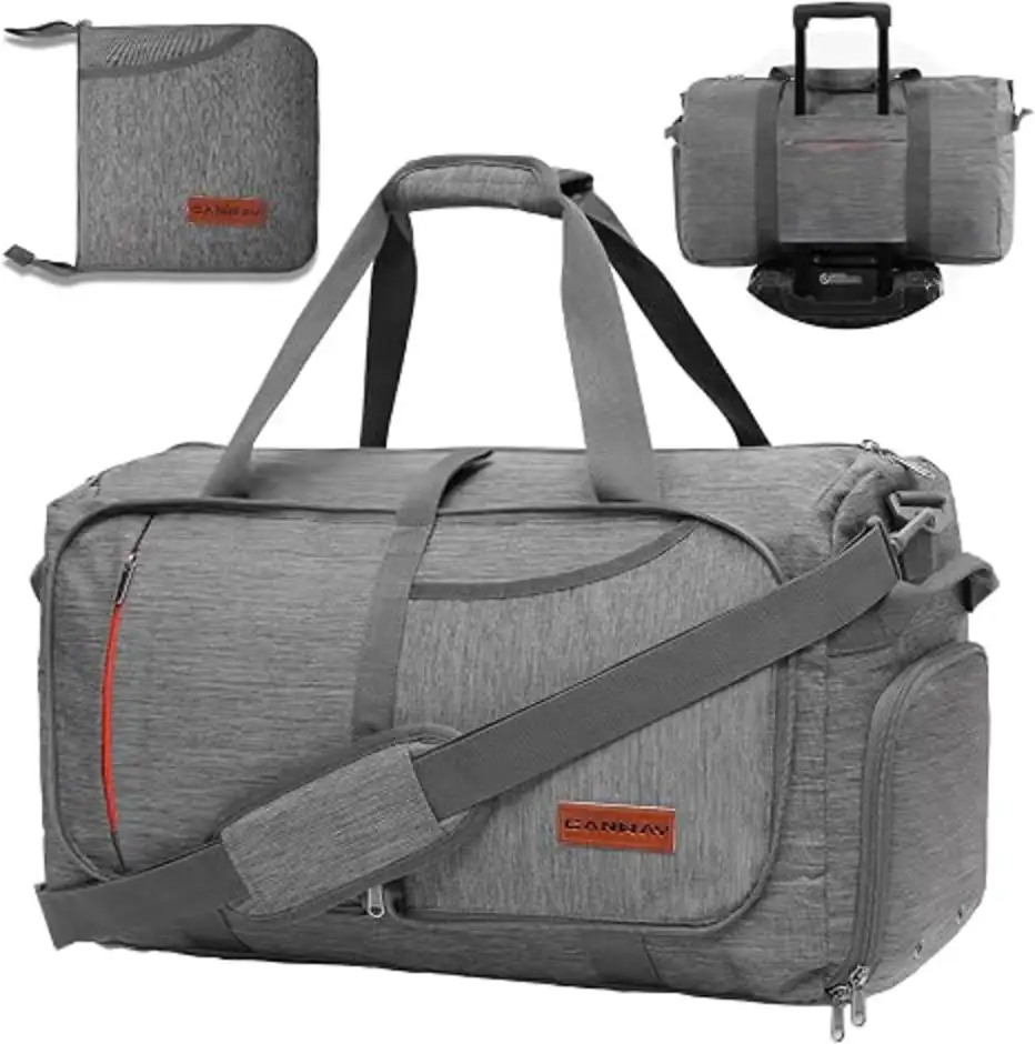 Canway 65L Foldable Duffle Bag with Shoes Compartment Water Resistant