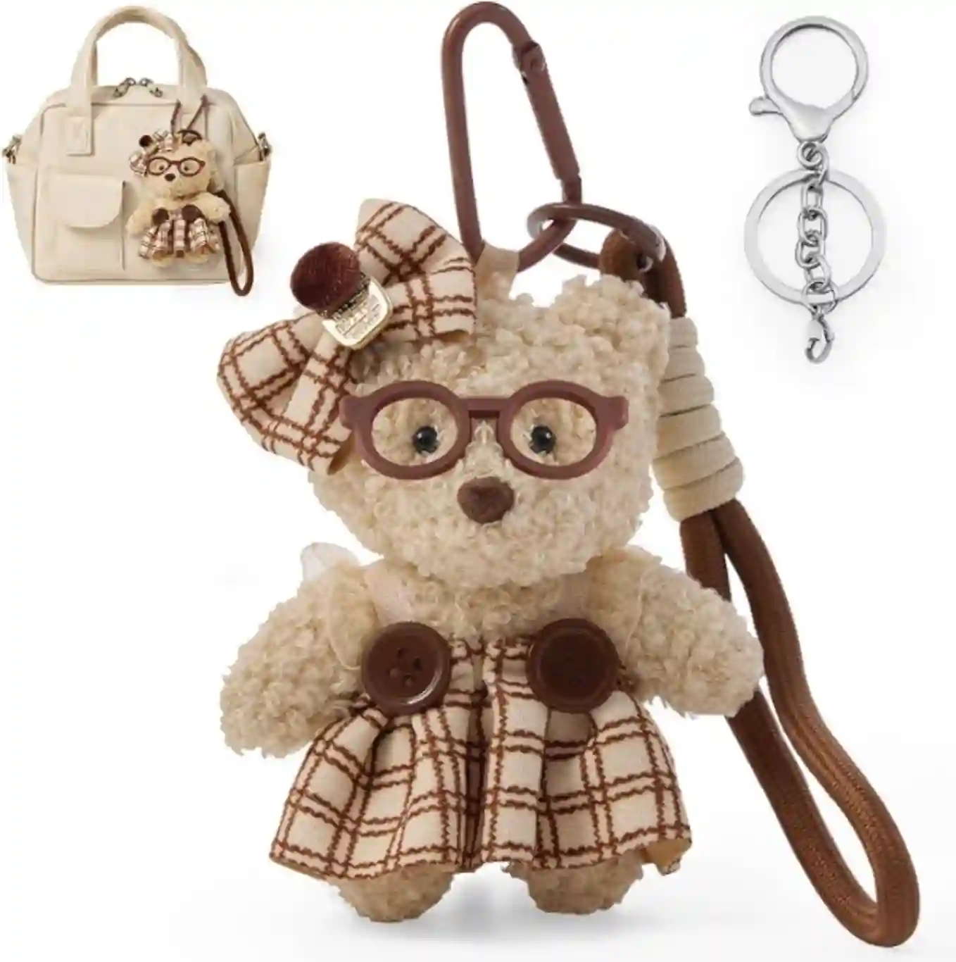 Teddy Bear Bunny Bag Charms Plush Keychain for Purse and Backpack