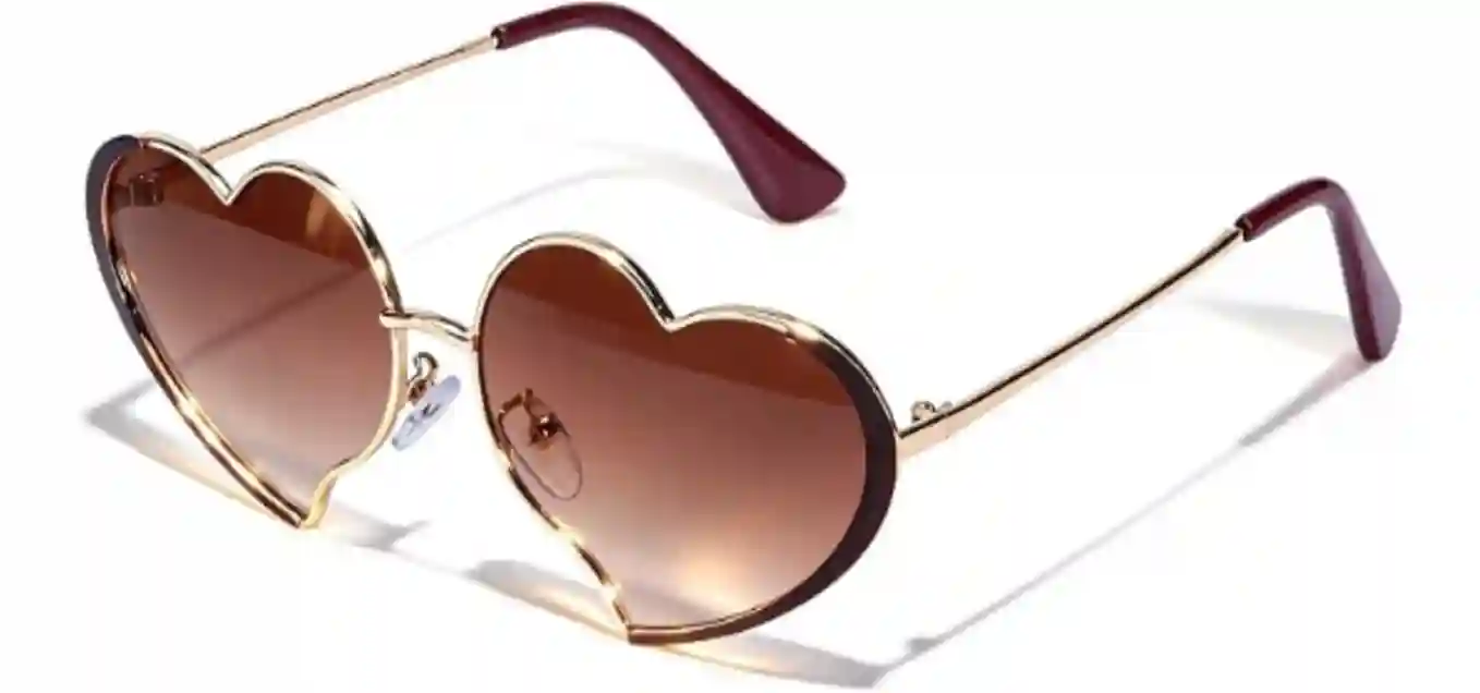 FancyPink Heart Sunglasses Women Thin Metal Frame UV400 Outdoor Shades Trendy Cute Y2K Eyewear