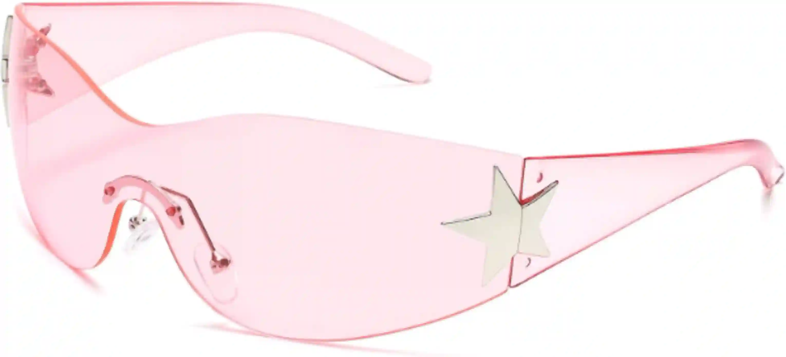 Rimless Y2K Sunglasses for Women Men Wrap Around Fashion Sunglasses Oversized Frameless Sun Glasses