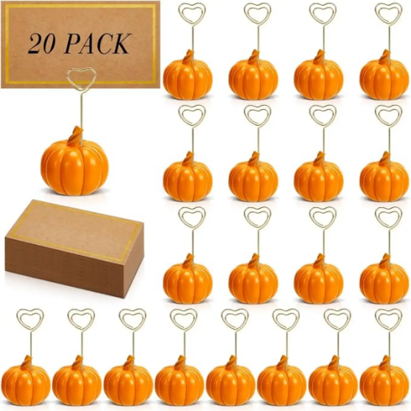 Qeeenar Thanksgiving Pumpkin Place Card Holders with Fall Cards