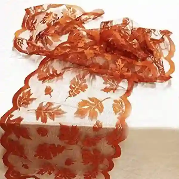 Camlinbo Fall Table Runner Maple Leaves Lace Thanksgiving Dining Party Decor