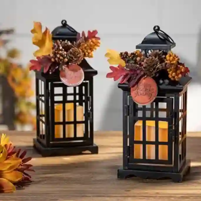 Orchid & Ivy Rustic Black Metal Thanksgiving Lantern