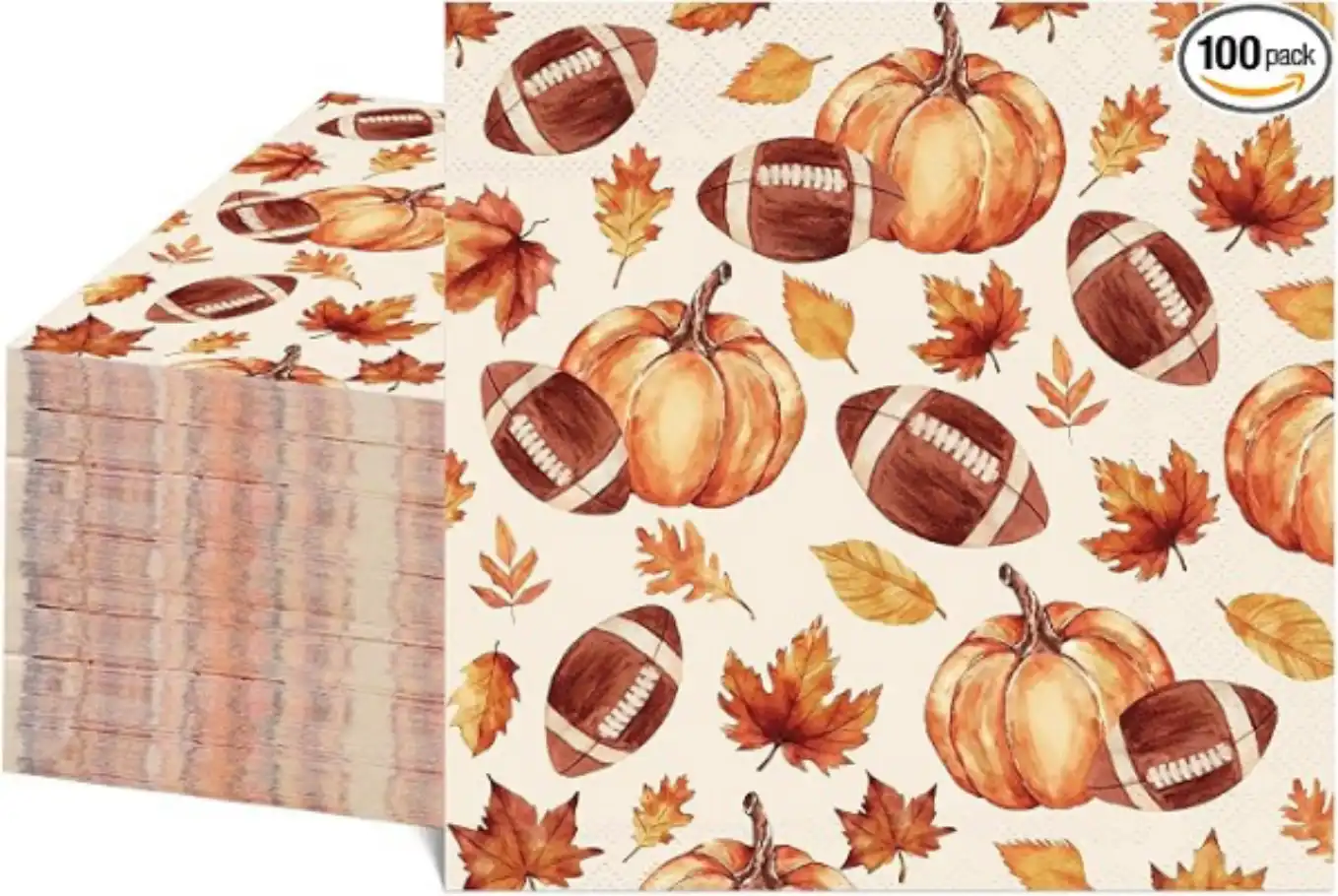 NatNarr Fall Football Napkins Pumpkin Cocktail Napkins
