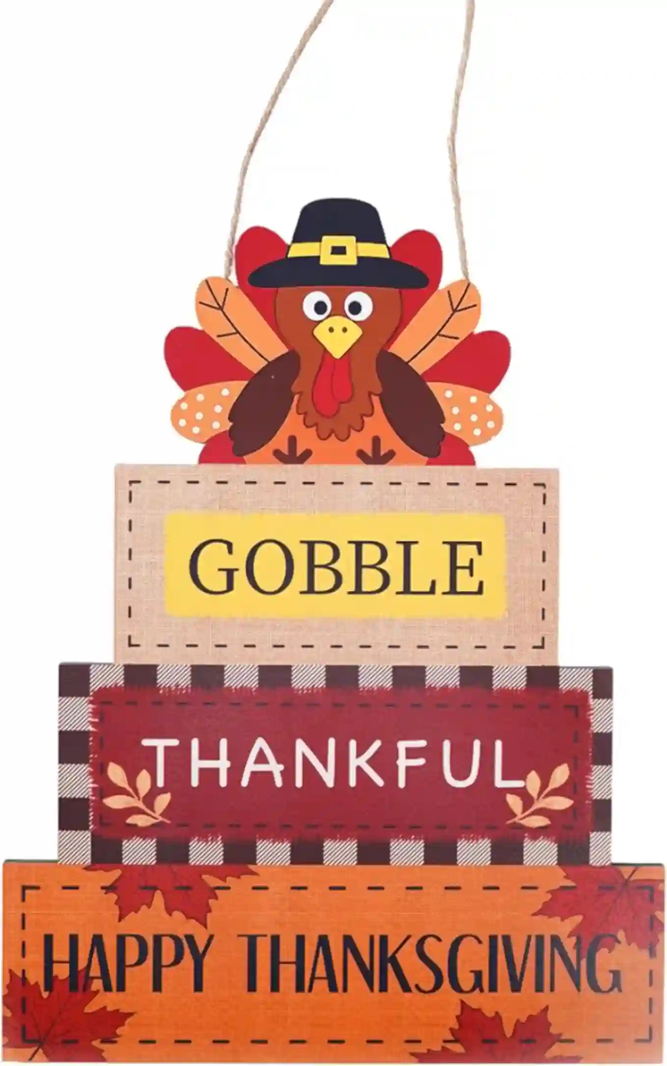 GPGHE Thanksgiving Turkey Door Sign Rustic Autumn Harvest Wall Plaque Decor