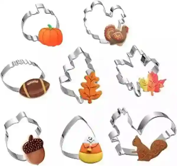Maykito Fall Cookie Cutters Set 8 Piece Stainless Steel Thanksgiving Baking Cutters