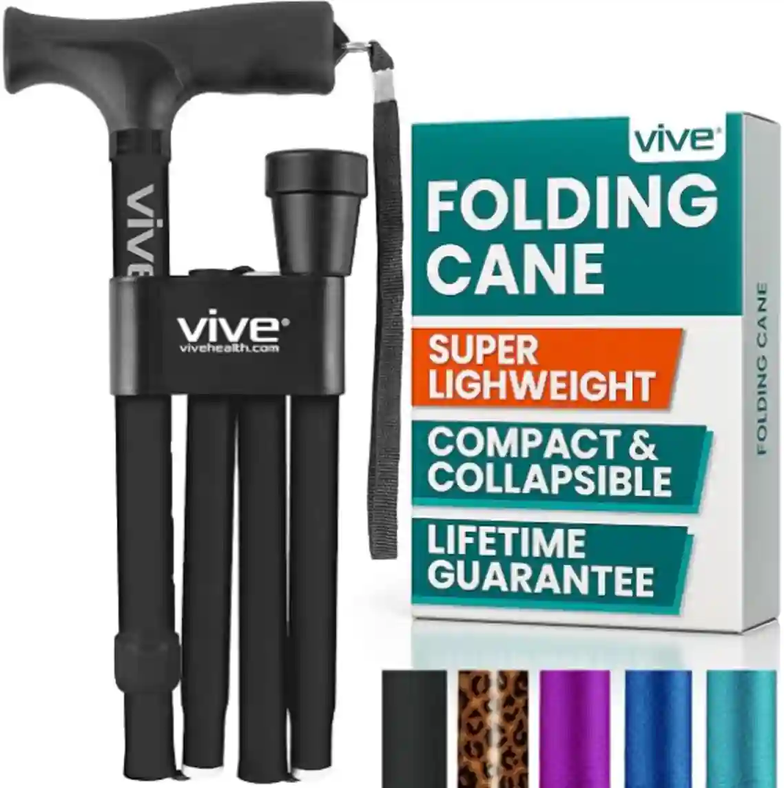 Vive Folding Cane Adjustable Lightweight Mobility Aid.