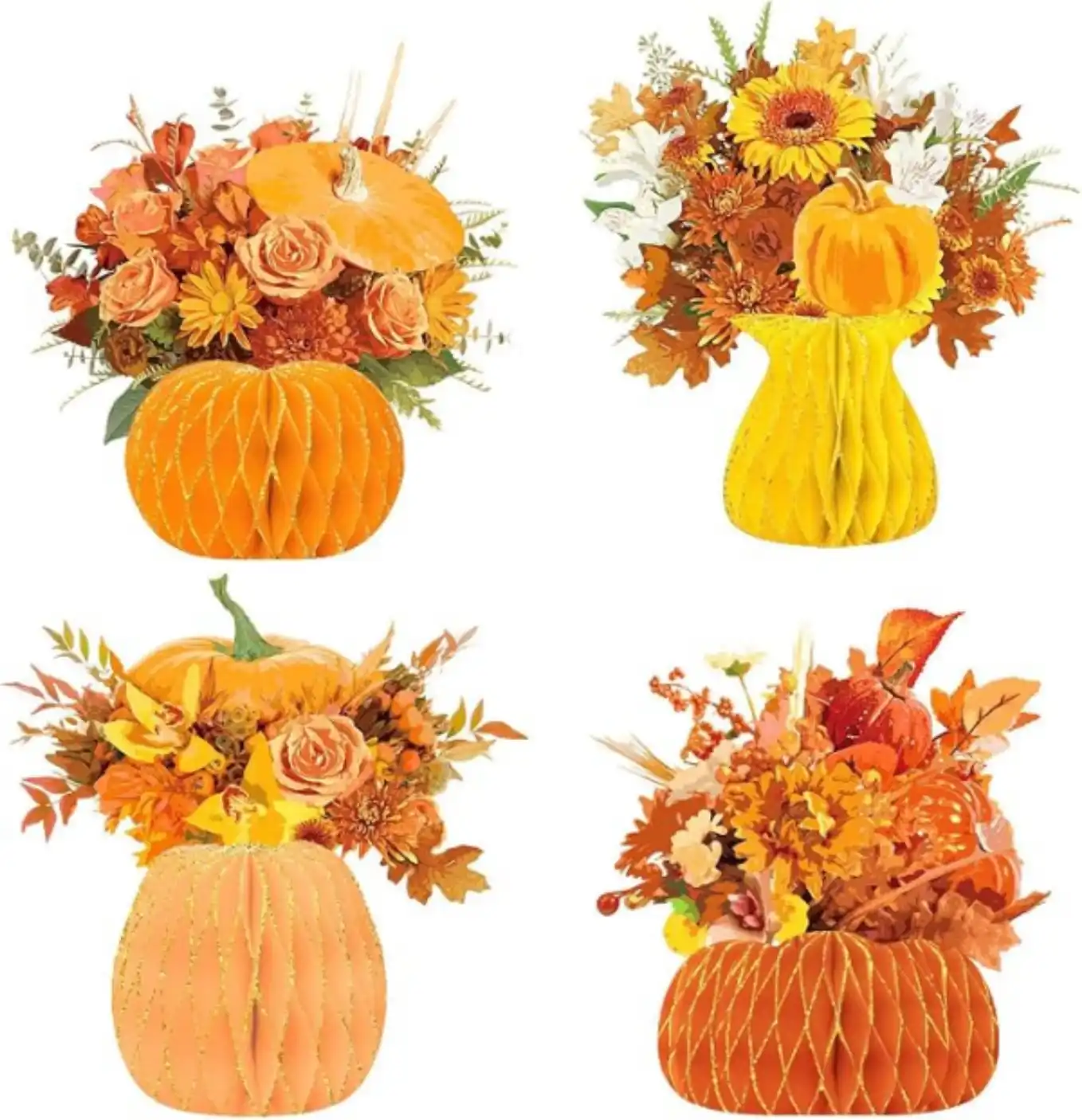 NICROHOME EUR Fall Decoration 4PCS Vase Shape Honeycomb Table Centerpiece
