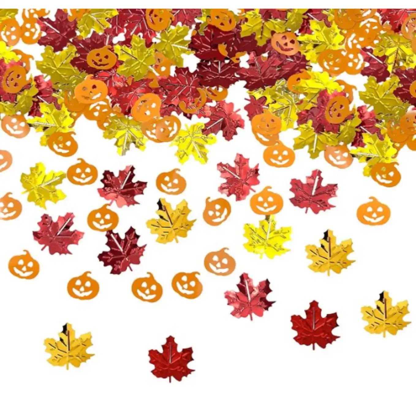 Fall Confetti for Table Decorations Maple Leaves Metallic Foil Sprinkles Thanksgiving Scatters