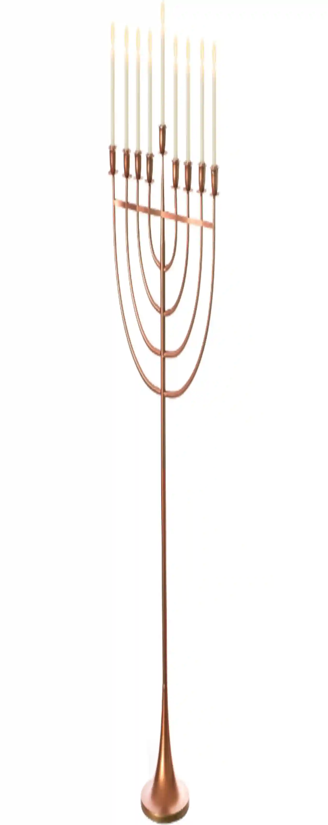 Modern Solid Metal Judaica Hanukkah Menorah 9 Branched Candelabra Copper Finish Large Quickway Imports