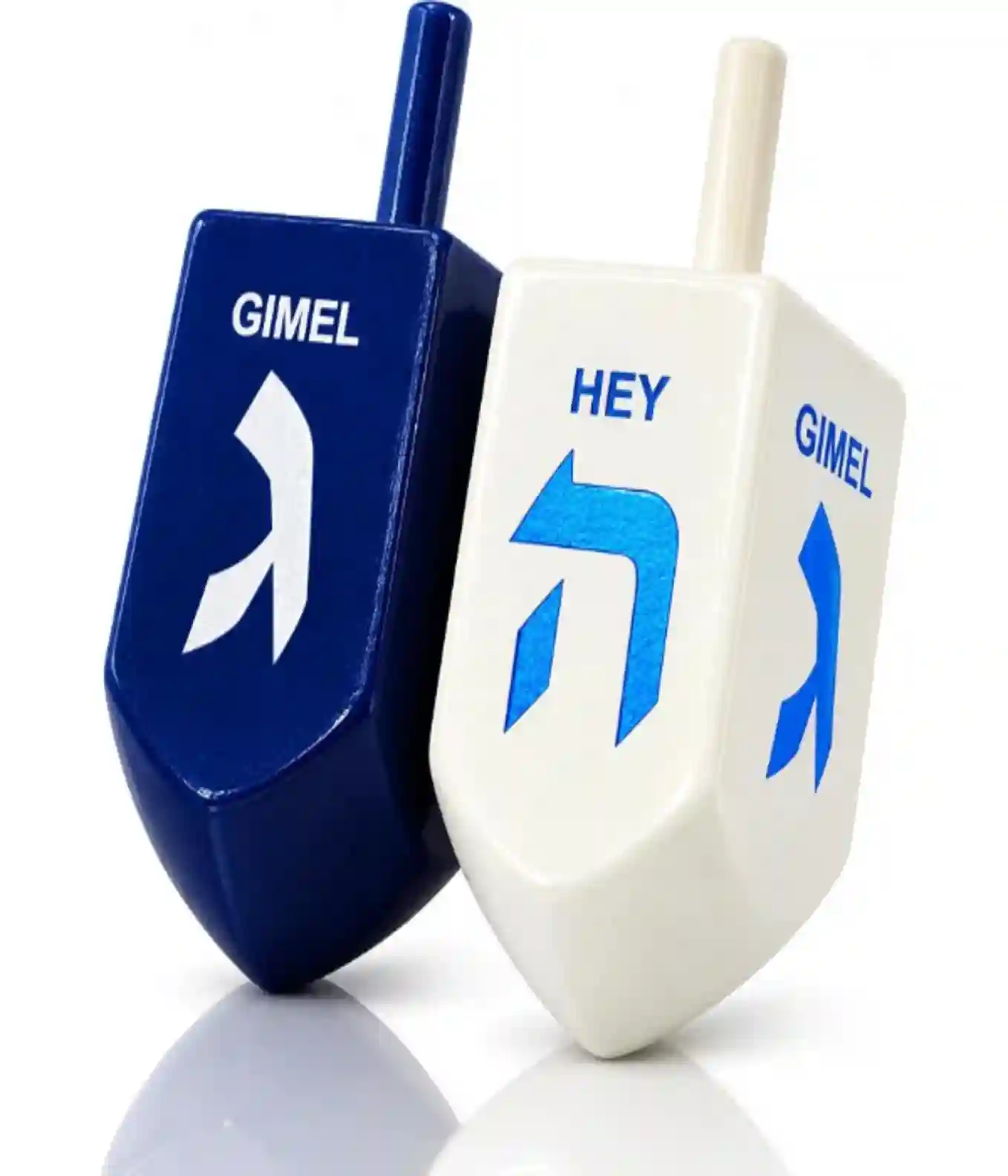 The Dreidel Company Hanukkah Game 2-Pack 3 Inches Extra Large Blue & White Wood Dreidels